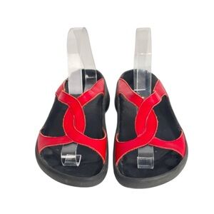 Birkenstock Tatami Sandals Red Leather Straps Sz 9